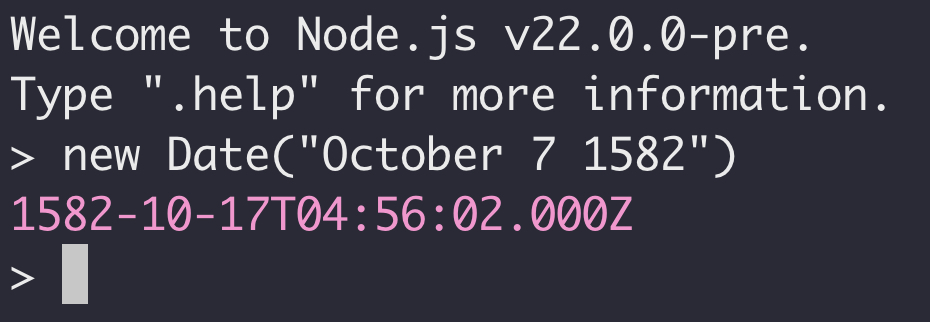 My forked version of Node with different opinions around date handling in 1582